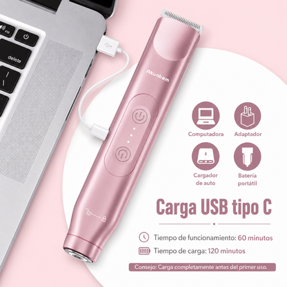 Recortadora Íntima 2 en 1 para Mujer | Afeitadora Eléctrica Recargable IPX7 para Rostro y Cuerpo