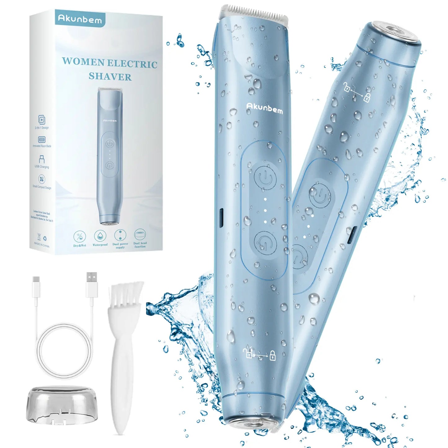 Recortadora Íntima 2 en 1 para Mujer | Afeitadora Eléctrica Recargable IPX7 para Rostro y Cuerpo