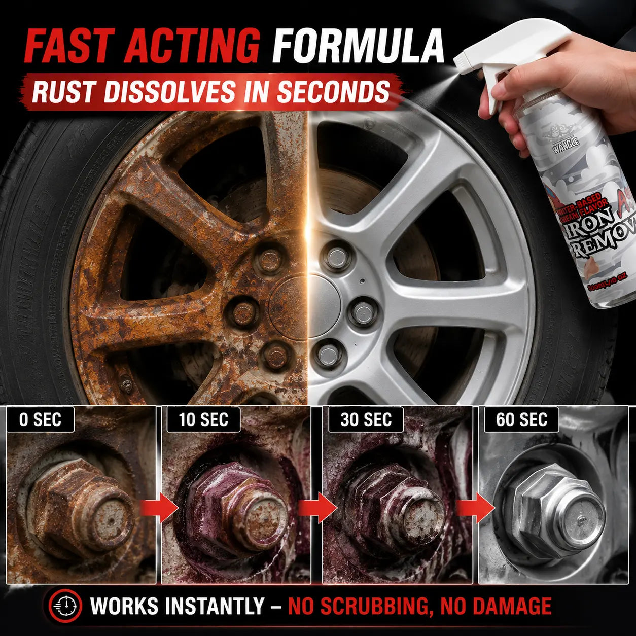 Rust Remover – Fast-Acting Heavy Duty Formula for Deep Rust, Corrosion & Oxidation Removal, Instantly Restores Metal Shine and Smooth Surface Finish, Ideal for Automotive, Home, Tools & Industrial Equipment Cleaning Use