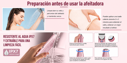 Recortadora Íntima 2 en 1 para Mujer | Afeitadora Eléctrica Recargable IPX7 para Rostro y Cuerpo