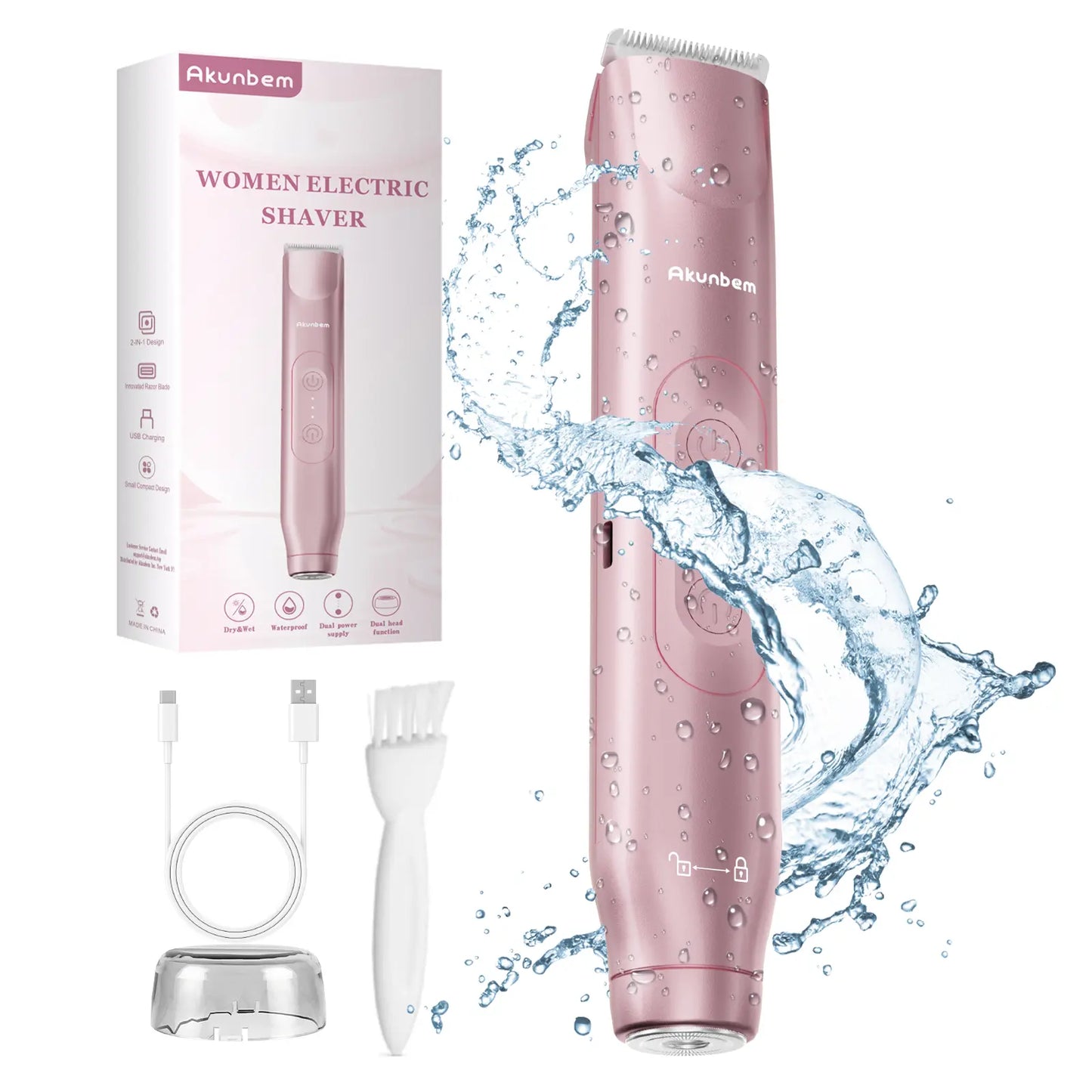 Recortadora Íntima 2 en 1 para Mujer | Afeitadora Eléctrica Recargable IPX7 para Rostro y Cuerpo