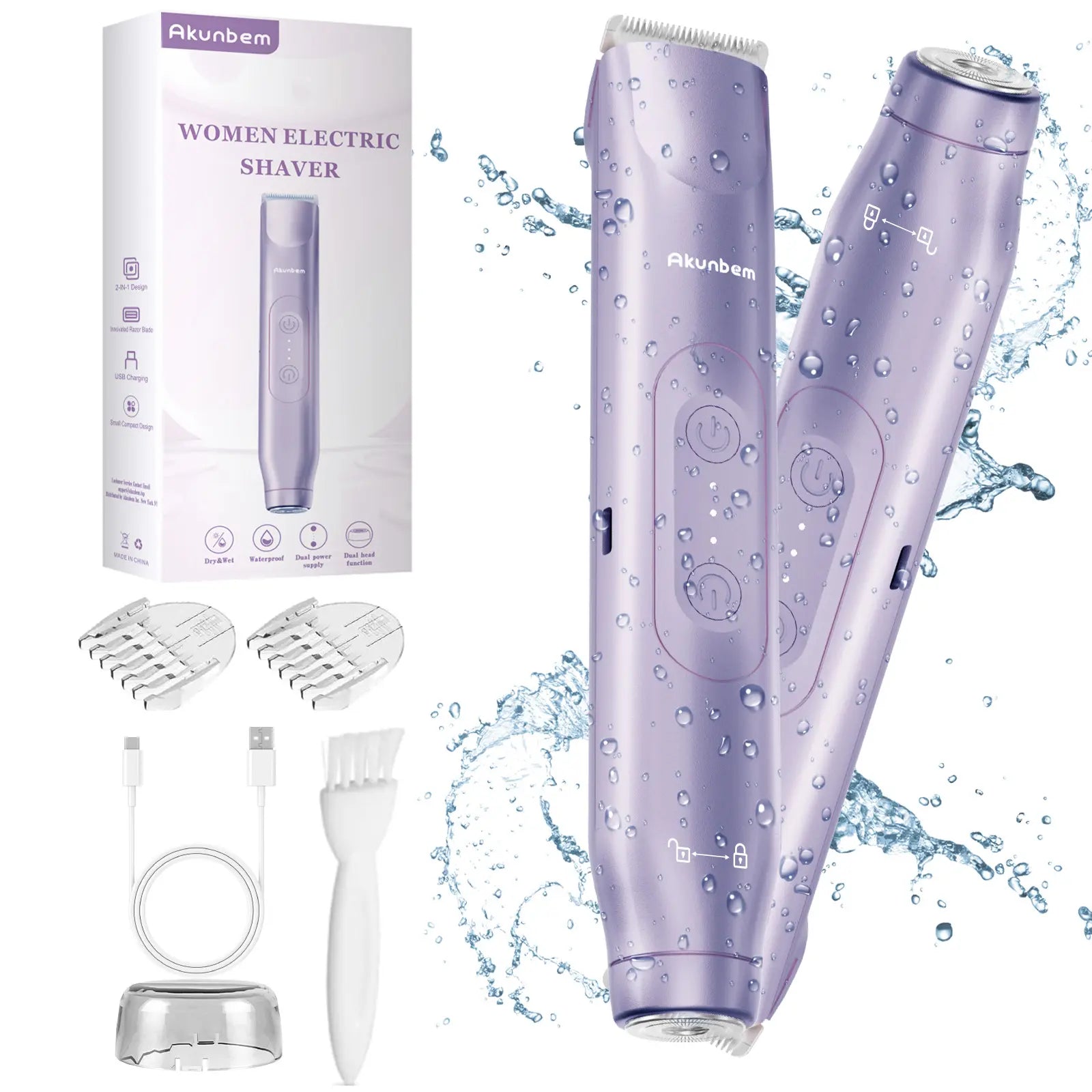 Recortadora Íntima 2 en 1 para Mujer | Afeitadora Eléctrica Recargable IPX7 para Rostro y Cuerpo